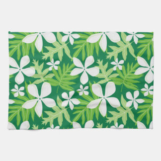 Linge De Cuisine Vert tropical blanc