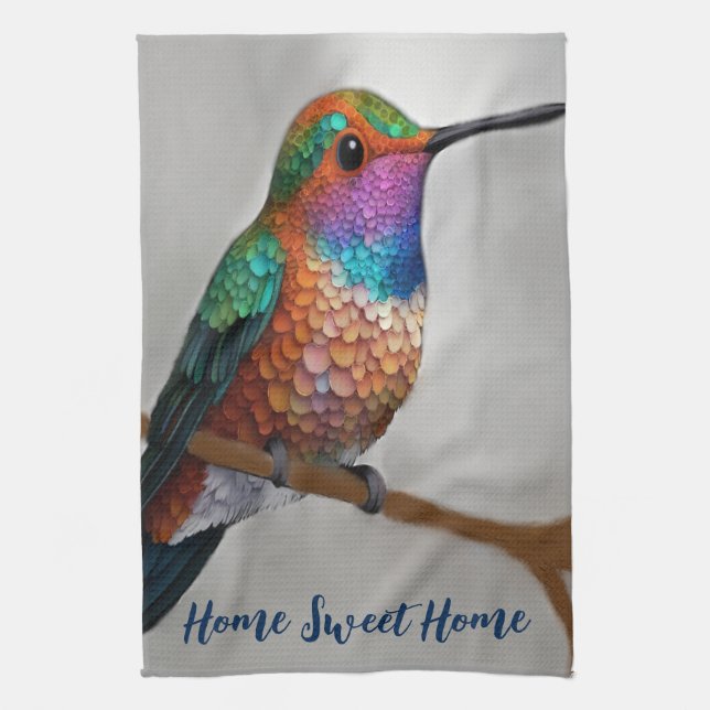 Linge De Cuisine Vibrant Allen’s Hummingbird Painting (Vertical)