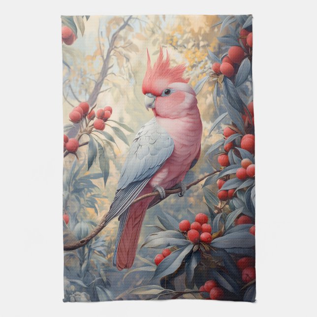 Linge De Cuisine Vibrant Galah Cockatoo rose (Vertical)