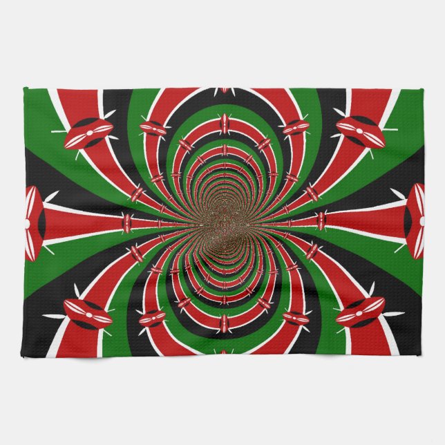 Linge De Cuisine Vibrant Kenya Vision : Drapeau kényan en miroir (Horizontal)