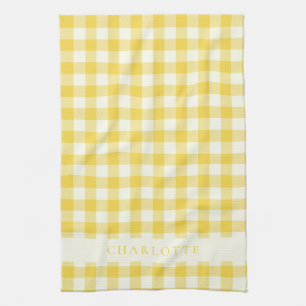 Linge De Cuisine Vichy jaune pastel Buffalo Check carreaux Nom