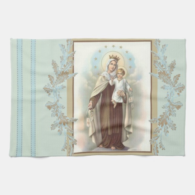 Linge De Cuisine Vierge Marie béni le mont Carmel Jésus (Horizontal)