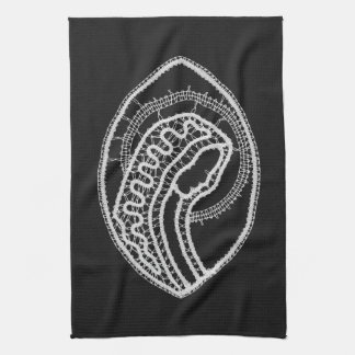 Linge De Cuisine Vierge Marie bénie en dentelle blanche sur velours