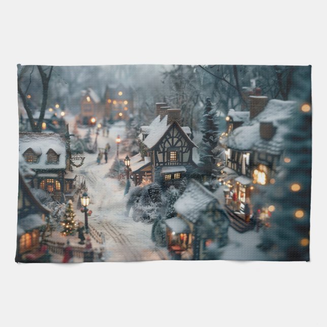 Linge De Cuisine Village d'hiver (Horizontal)