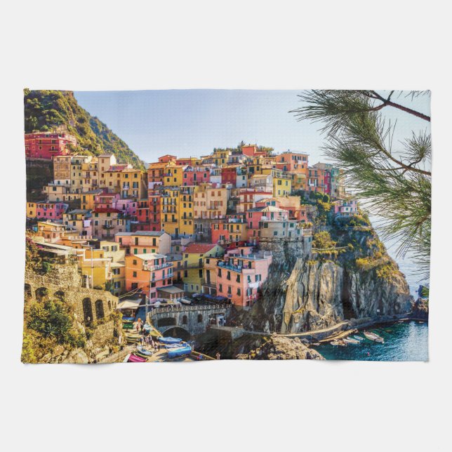 Linge De Cuisine Village pittoresque, Cinque Terre, Ligurie, Italie (Horizontal)