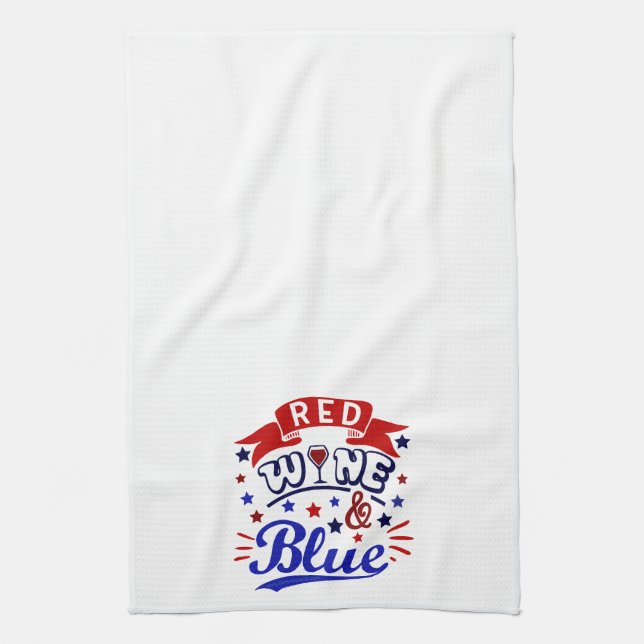 Linge De Cuisine Vin rouge et bleu (Vertical)