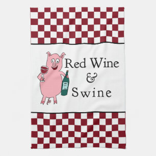 Linge De Cuisine Vin rouge et porcs