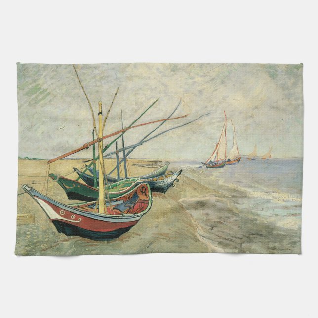Linge De Cuisine Vincent van Gogh - Bateaux de pêche sur la plage (Horizontal)
