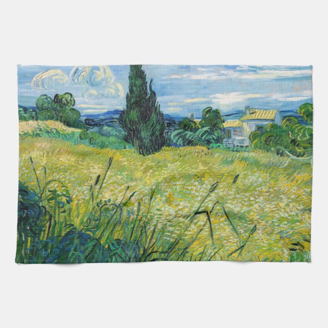 Linge De Cuisine Vincent van Gogh - Champ de blé vert avec Cypress (Horizontal)