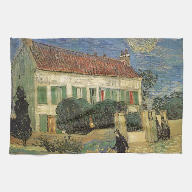 Linge De Cuisine Vincent van Gogh - Maison Blanche à la nuit (Horizontal)