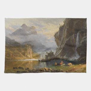 Linge De Cuisine Vintage Albert Bierstadt Indiens Speed Fishing