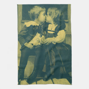 Linge De Cuisine Vintage Amour et Romance Photo, Enfants Baiser