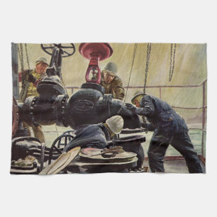 Linge De Cuisine Vintage Business, plateforme pétrolière sur l'océa