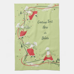 Linge De Cuisine Vintage Christmas, Chef du Père Noël avec Dîner