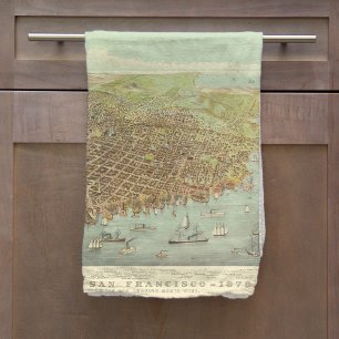 Linge De Cuisine Vintage City of San Francisco Restored Map, 1878