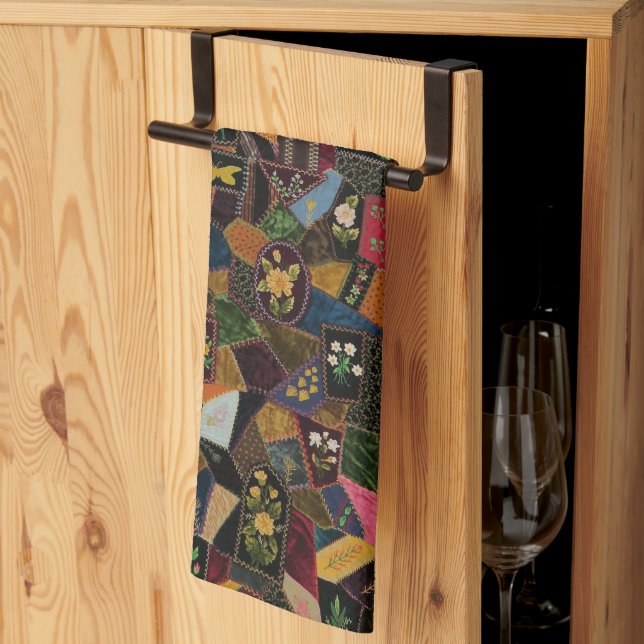 Linge De Cuisine Vintage Crazy Quilt (Pliage en tiers)