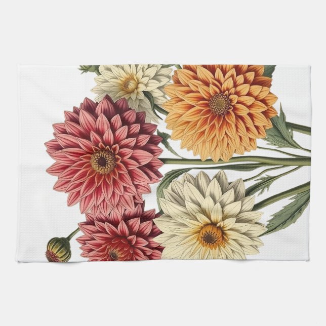 Linge De Cuisine Vintage Dahlias (Horizontal)