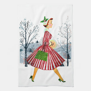 Linge De Cuisine vintage de Noël 1950