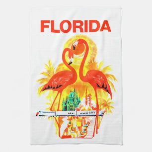 Linge De Cuisine Vintage Florida Flamants roses