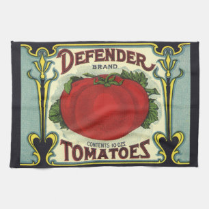Linge De Cuisine Vintage Fruit Crate Étiquette Art, Defender Tomate