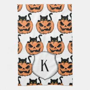 Linge De Cuisine Vintage Halloween Chat Motif Éffrayant Personnalis