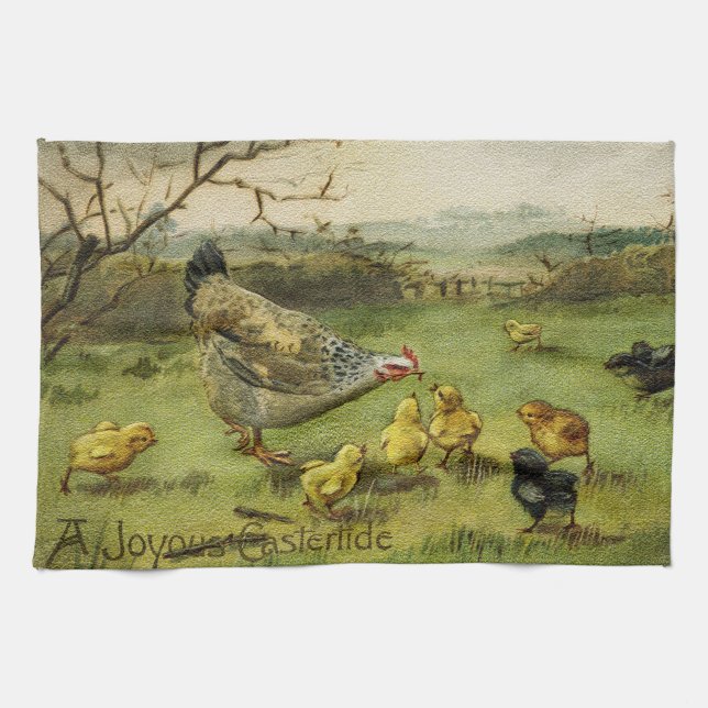 Linge De Cuisine Vintage Hen Pâques (Horizontal)