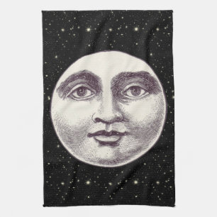 Linge De Cuisine Vintage homme dans la pleine lune visage lune