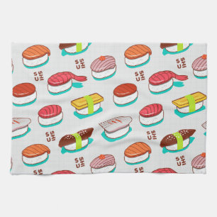 Linge De Cuisine Vintage nigiri sushi, motif doodé