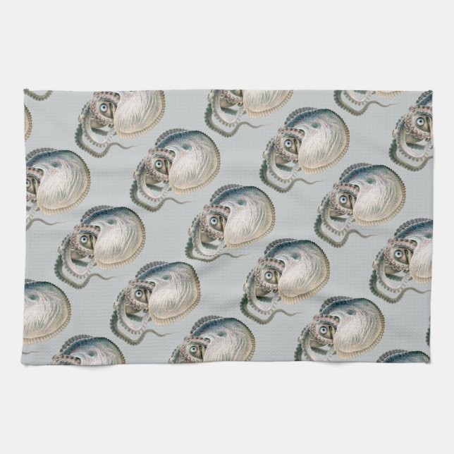 Linge De Cuisine Vintage Octopus Argonaut, Marine Life Animaux (Horizontal)