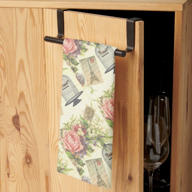 Linge De Cuisine Vintage Paris Thème français Tour Eiffel (Pliage en tiers)