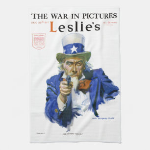 Linge De Cuisine Vintage Patriotique Oncle Sam Magazine Couverture 