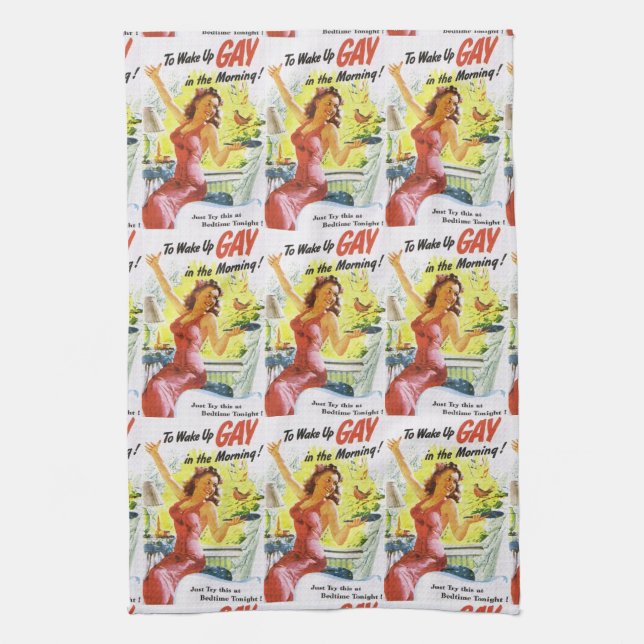 Linge De Cuisine Vintage "Réveiller Gay" (Vertical)