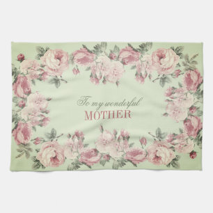 Linge De Cuisine Vintage rose shabby chic personalized Mother'Day