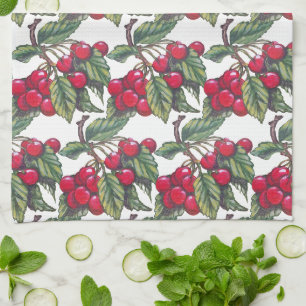 Linge De Cuisine Vintage rouge et blanc Fruit cerise Motif mignonne