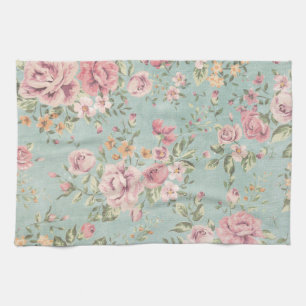 Linge De Cuisine Vintage shabby chic floral turquoise rose girly é