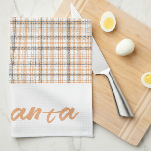 Linge De Cuisine Vintage tartan motif blanc gris blanc nom