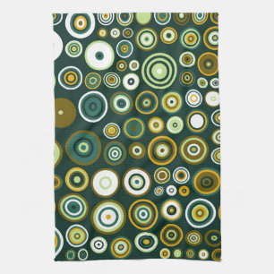 Linge De Cuisine Vintage Vert et blanc Cinquante ans Art Abstrait