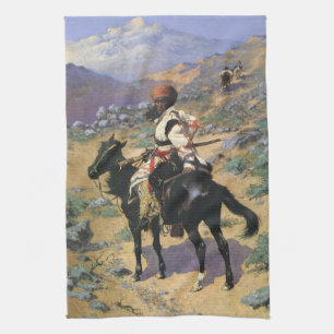 Linge De Cuisine Vintage Wild West, un trappeur indien par Remingto