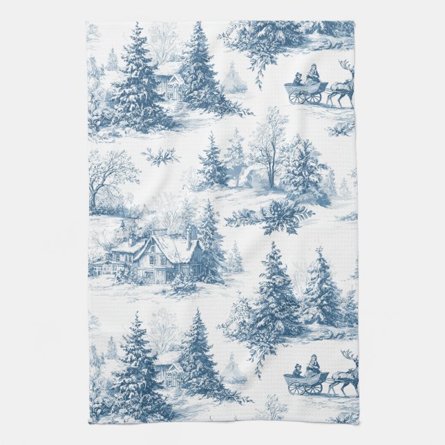Linge De Cuisine Vintage Winter Toile de Jouy - Classic Christmas (Vertical)