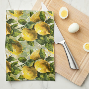 Linge De Cuisine Vintages, citrons aquarelles