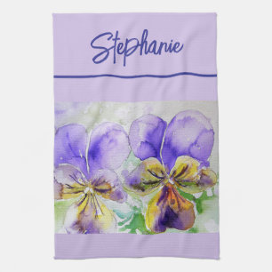 Linge De Cuisine Viola violet aquarelle femmes Lavender Lilac