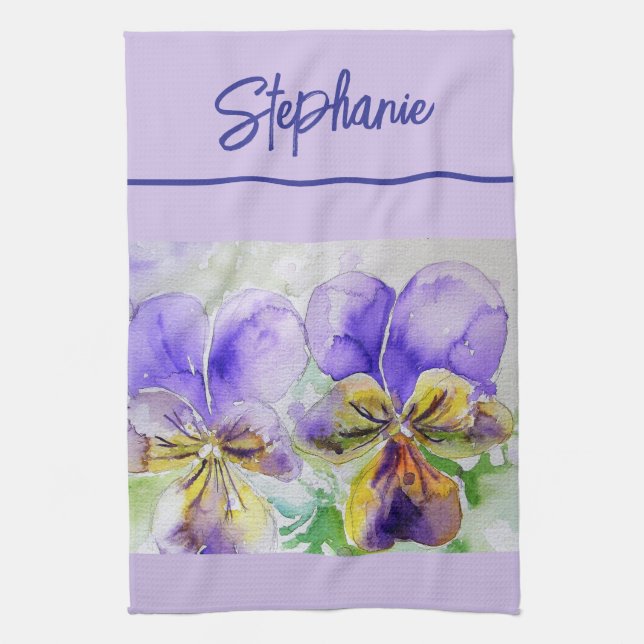 Linge De Cuisine Viola violet aquarelle femmes Lavender Lilac (Vertical)