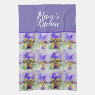 Linge De Cuisine Violas Floral Violet Viola jaune Violet Motif