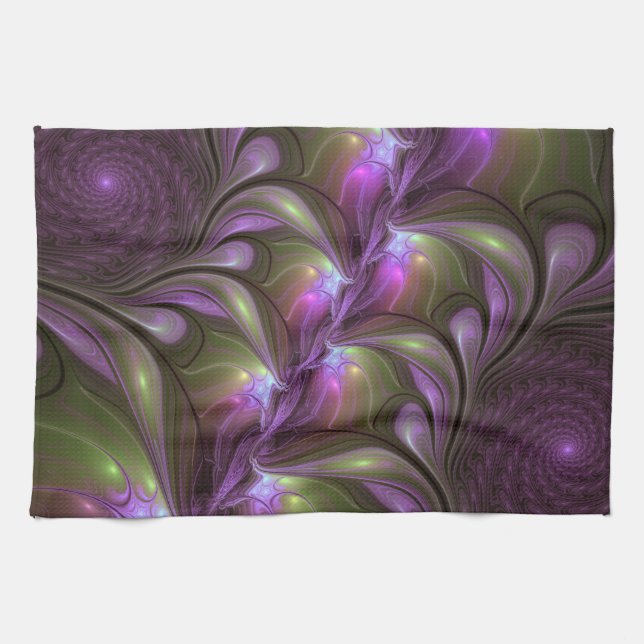 Linge De Cuisine Violet Abstrait violet violet kaki fractal (Horizontal)
