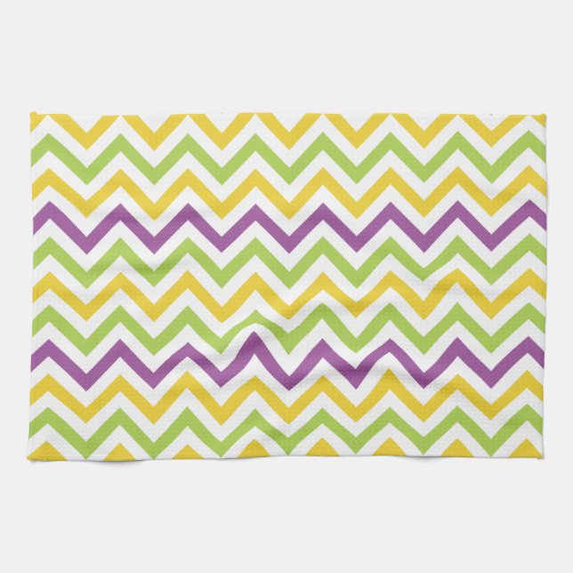 Linge De Cuisine Violet pourpre, vert et jaune rayures de fromage (Horizontal)