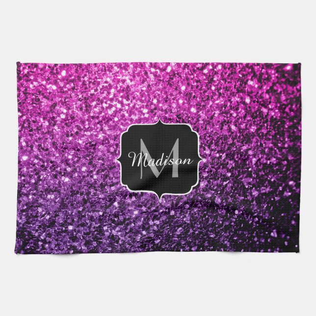 Linge De Cuisine Violet rose ombre faux parties scintillant scintil (Horizontal)