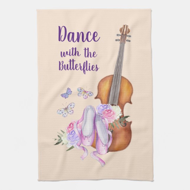 Linge De Cuisine Violon, ballet Chaussures et papillons Danse (Vertical)