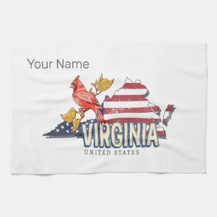 Linge De Cuisine Virginie États-Unis Retro State Map Vintage USA