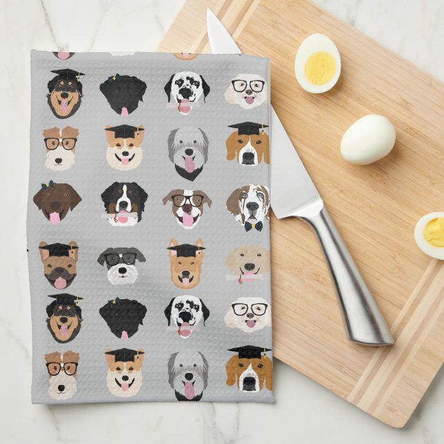 Linge De Cuisine Visage de chien de fin d'études (Quart Plié)