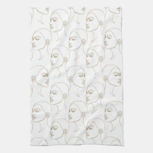 Linge De Cuisine Visage Féminin Minimaliste Motif Ligne (2)